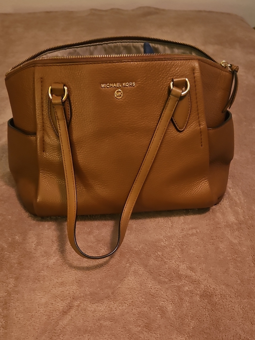 Michael Kors Caramel Tan Leather Tote with Gold Hardware
